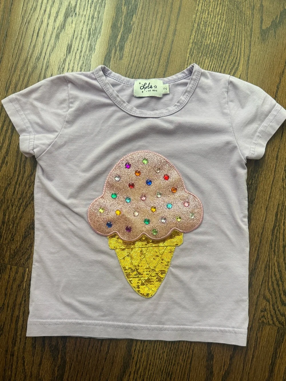 Lola + The Boys Lilac Short-Sleeve Tee with Sequin Ice Cream